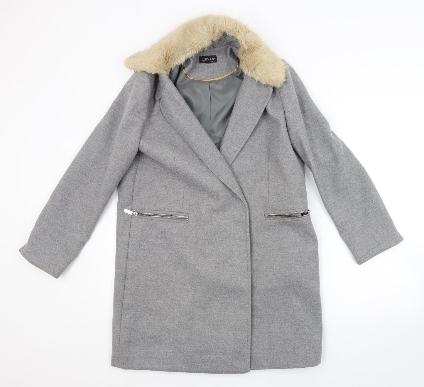 Womens UK Size 10 Topshop Grey Trench Coat