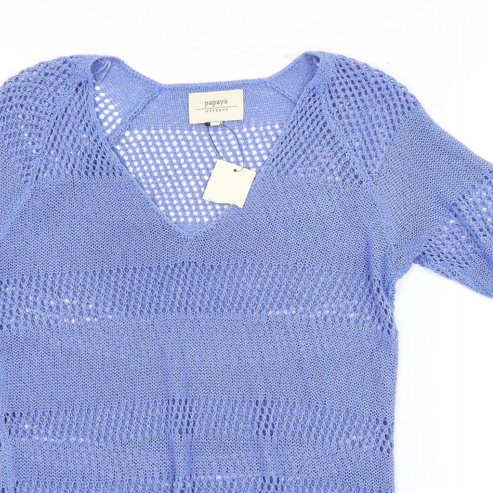 Papaya Womens Blue   Basic Blouse Size 8