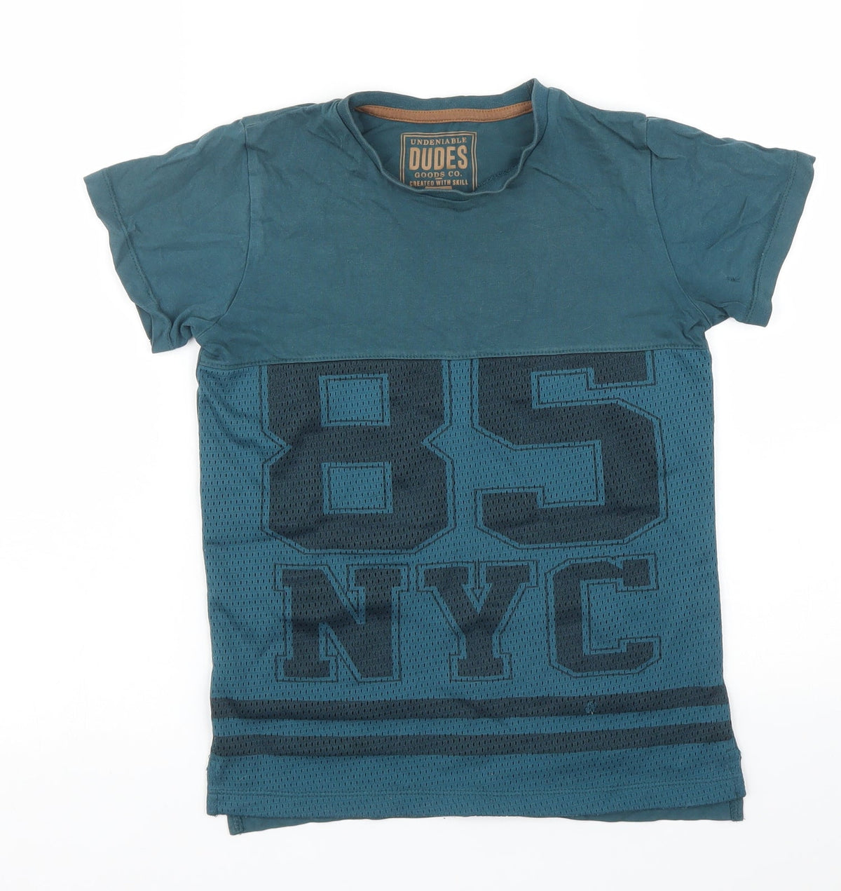 Additional front view of GOODS CO. boys’ blue basic t-shirt, size 8, years - 85 nyc