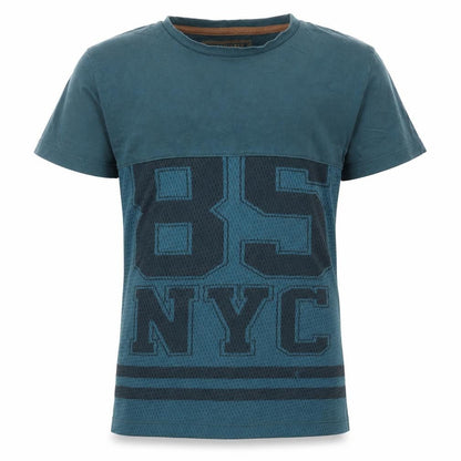 Front view of GOODS CO. boys’ blue basic t-shirt, size 8, years - 85 nyc