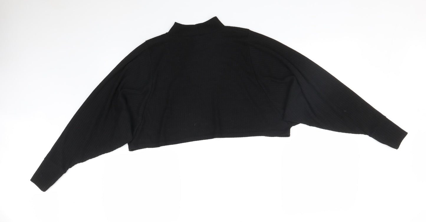 Boohoo Womens Black Striped  Cropped T-Shirt Size 10