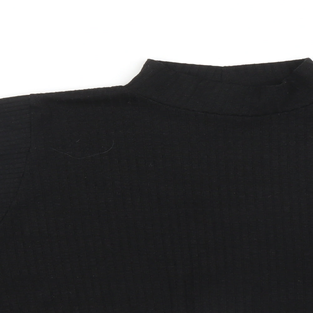 Boohoo Womens Black Striped  Cropped T-Shirt Size 10