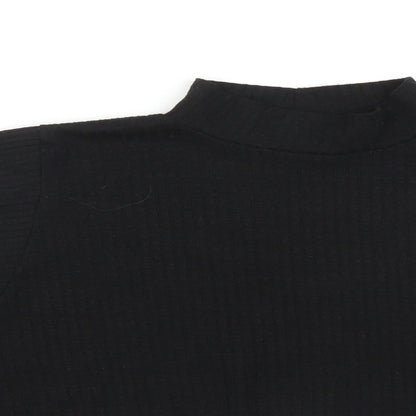 Boohoo Womens Black Striped  Cropped T-Shirt Size 10