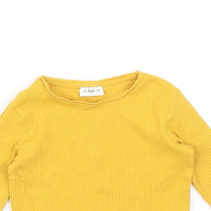 F&F Girls Yellow Striped  Basic T-Shirt Size 2-3 Years