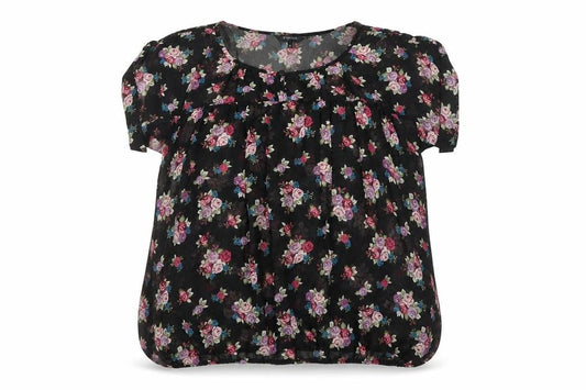 Womens UK Size 8 Papaya Black Basic Blouse