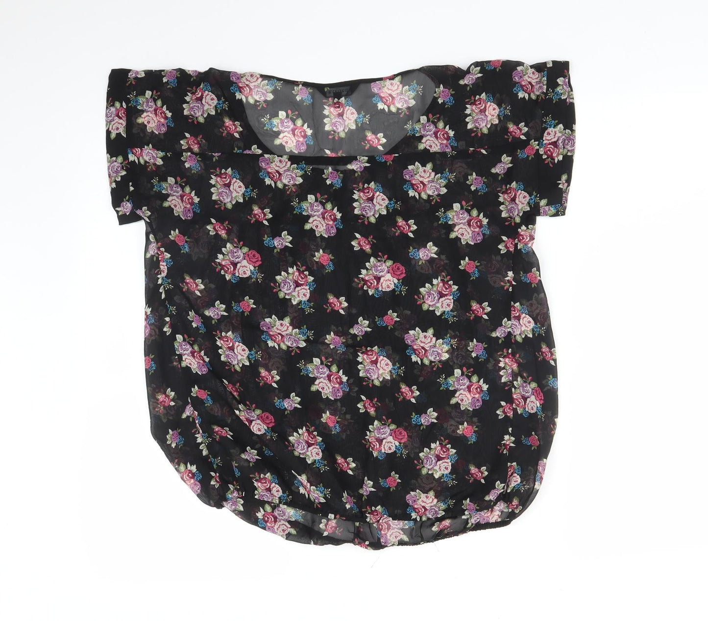 Papaya Womens Black Floral  Basic Blouse Size 8