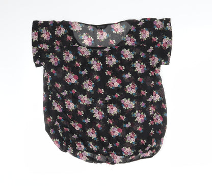 Papaya Womens Black Floral  Basic Blouse Size 8