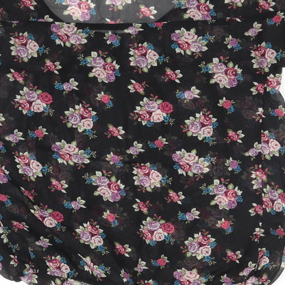 Papaya Womens Black Floral  Basic Blouse Size 8