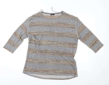 F&F Womens Grey Striped  Pullover Jumper Size 18