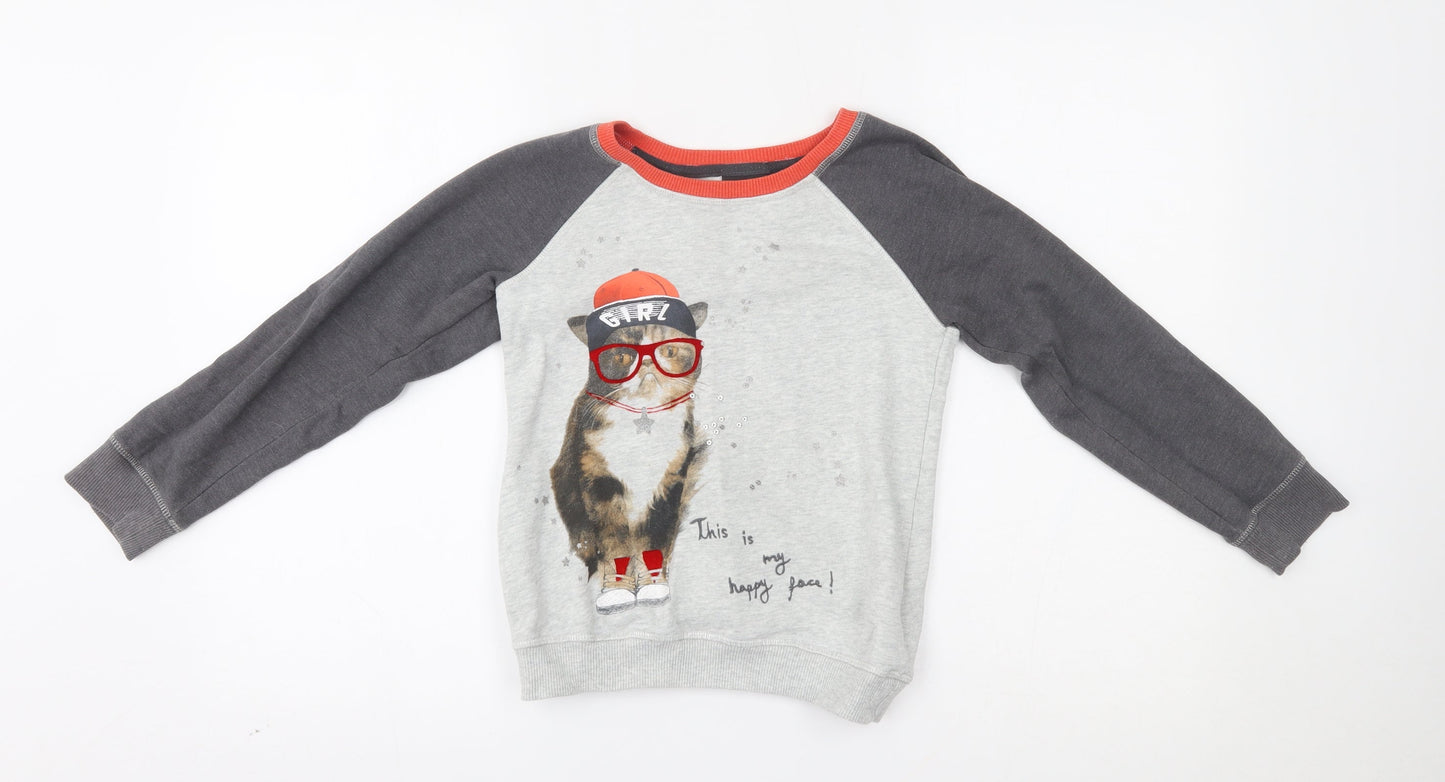 NEXT Girls Grey   Pullover Jumper Size 9 Years  - this is my happy face