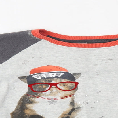 NEXT Girls Grey   Pullover Jumper Size 9 Years  - this is my happy face