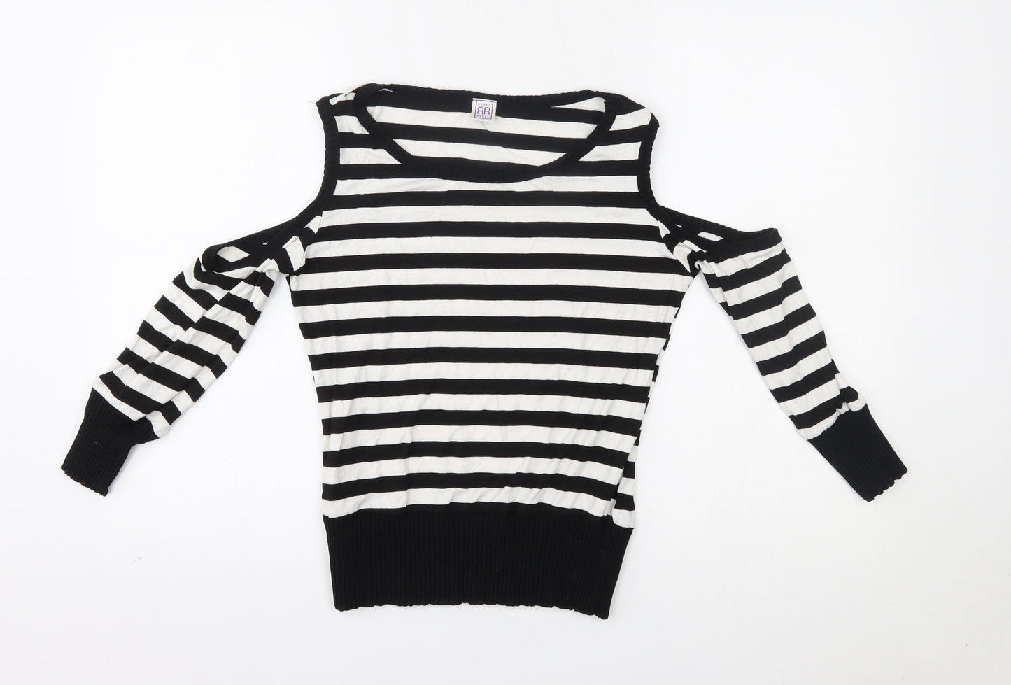 rebel rebel Womens White Striped  Pullover Jumper Size 12  - shoulder cut outs