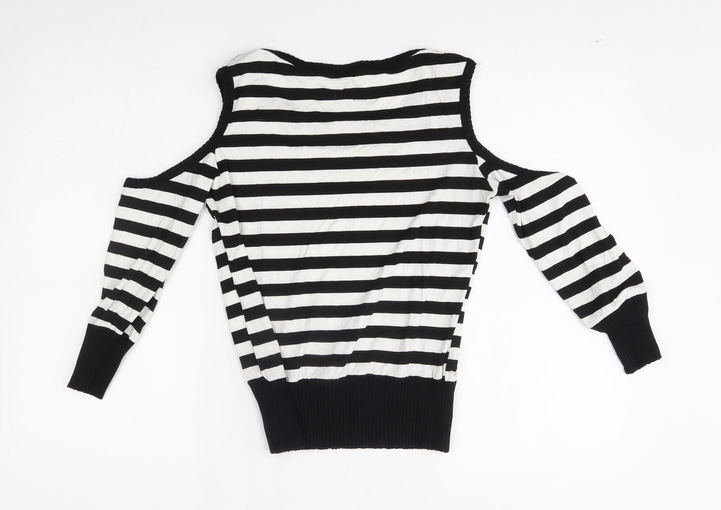rebel rebel Womens White Striped  Pullover Jumper Size 12  - shoulder cut outs