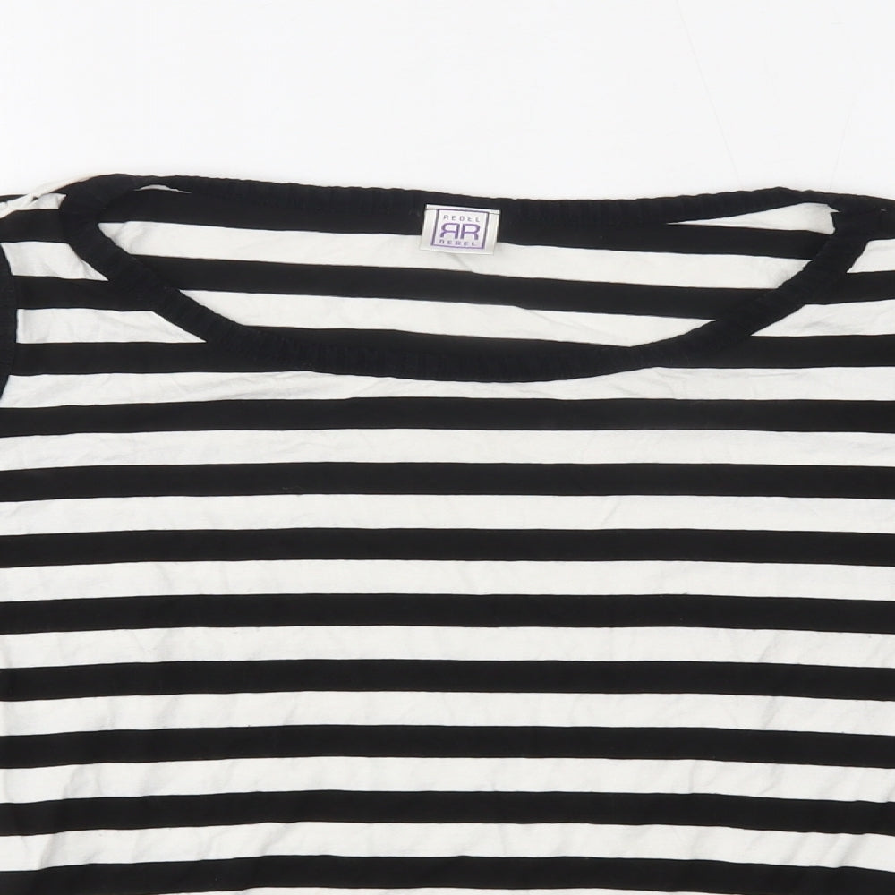 rebel rebel Womens White Striped  Pullover Jumper Size 12  - shoulder cut outs