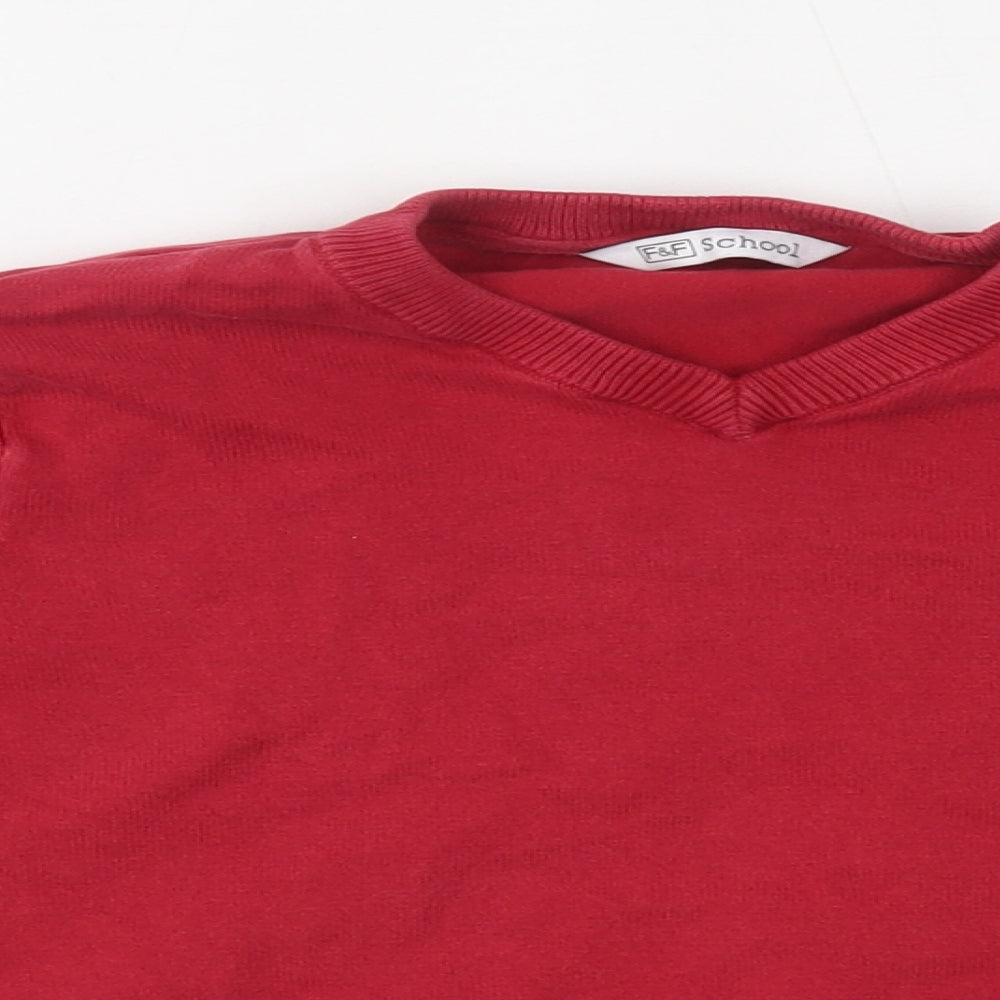 F&F Girls Red   Pullover Jumper Size 5-6 Years