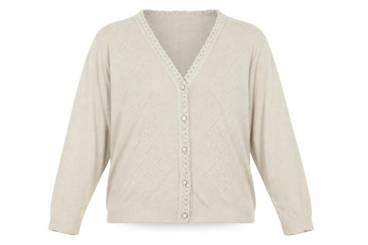 Womens UK Size One Size In stitches Beige Cardigan Jumper