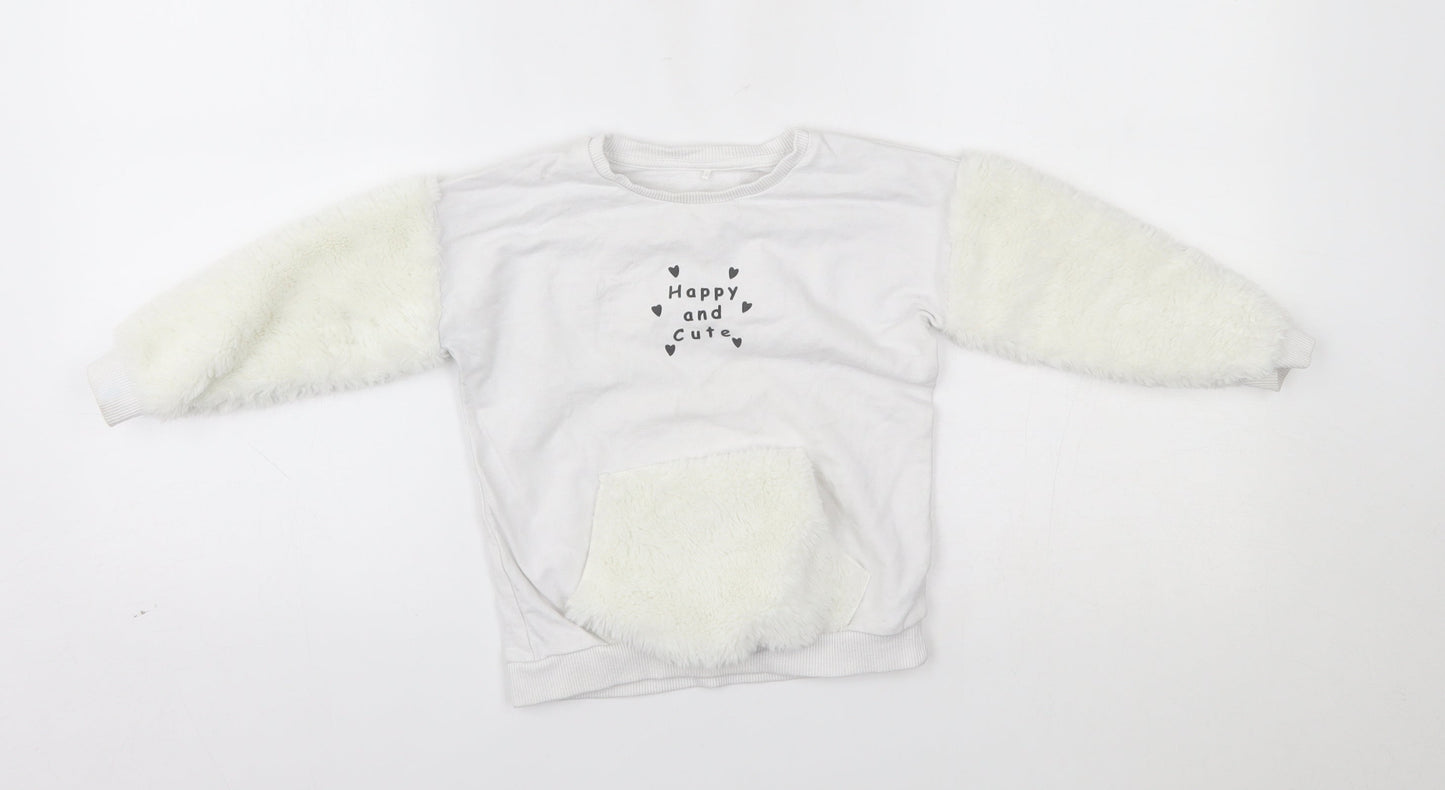 George Girls White   Pullover Sweatshirt Size 2-3 Years  - happy and cute