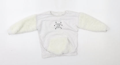 George Girls White   Pullover Sweatshirt Size 2-3 Years  - happy and cute