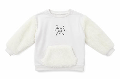 Front view of George girls’ white pullover sweatshirt, size 2-3, years - happy and cute