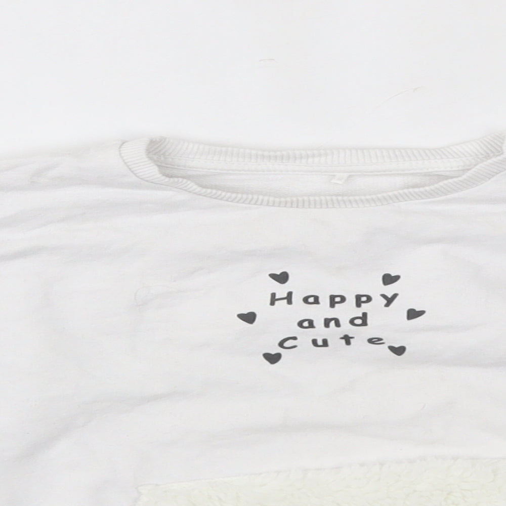 George Girls White   Pullover Sweatshirt Size 2-3 Years  - happy and cute