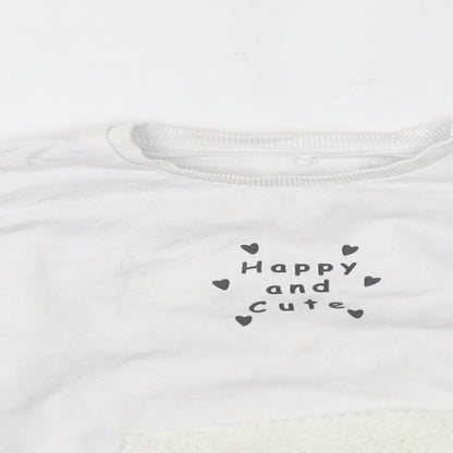 George Girls White   Pullover Sweatshirt Size 2-3 Years  - happy and cute
