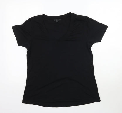Womens UK Size 14 Peacocks Black Basic T-Shirt