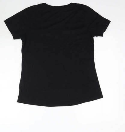 Womens UK Size 14 Peacocks Black Basic T-Shirt