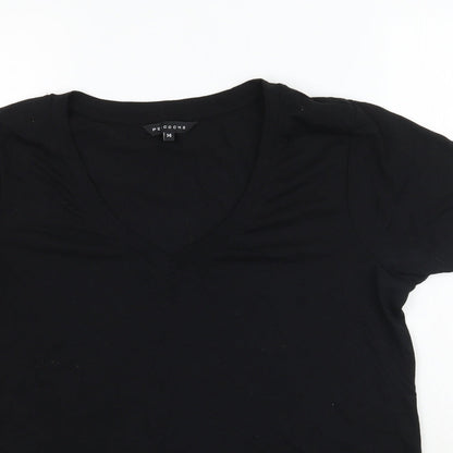 Womens UK Size 14 Peacocks Black Basic T-Shirt