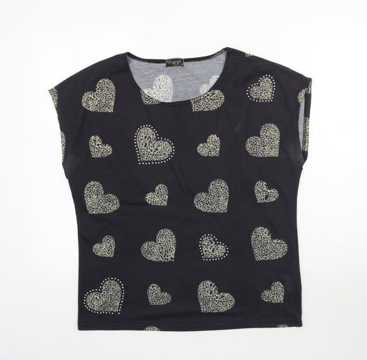 Originals Womens Black   Basic T-Shirt Size M  - Love Heart print
