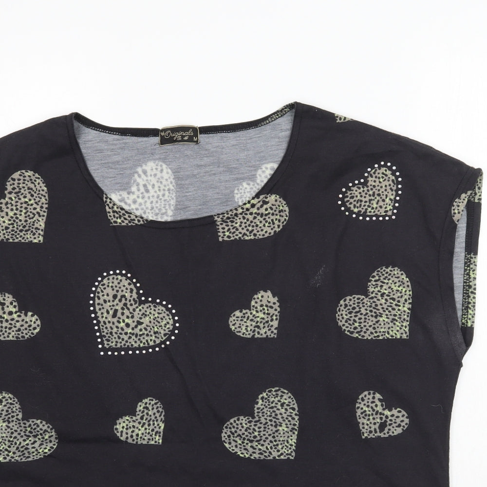 Originals Womens Black   Basic T-Shirt Size M  - Love Heart print