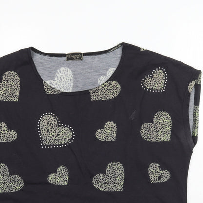 Originals Womens Black   Basic T-Shirt Size M  - Love Heart print