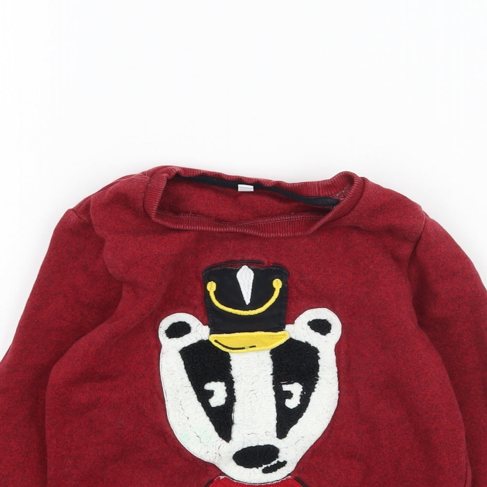 Marks and Spencer Girls Red Batik  Pullover Sweatshirt Size 3-4 Years  - Unisex