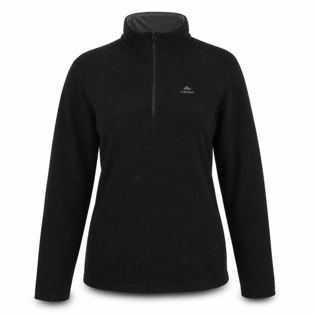 Front view of Decathlon women’s black pullover sweatshirt, size L