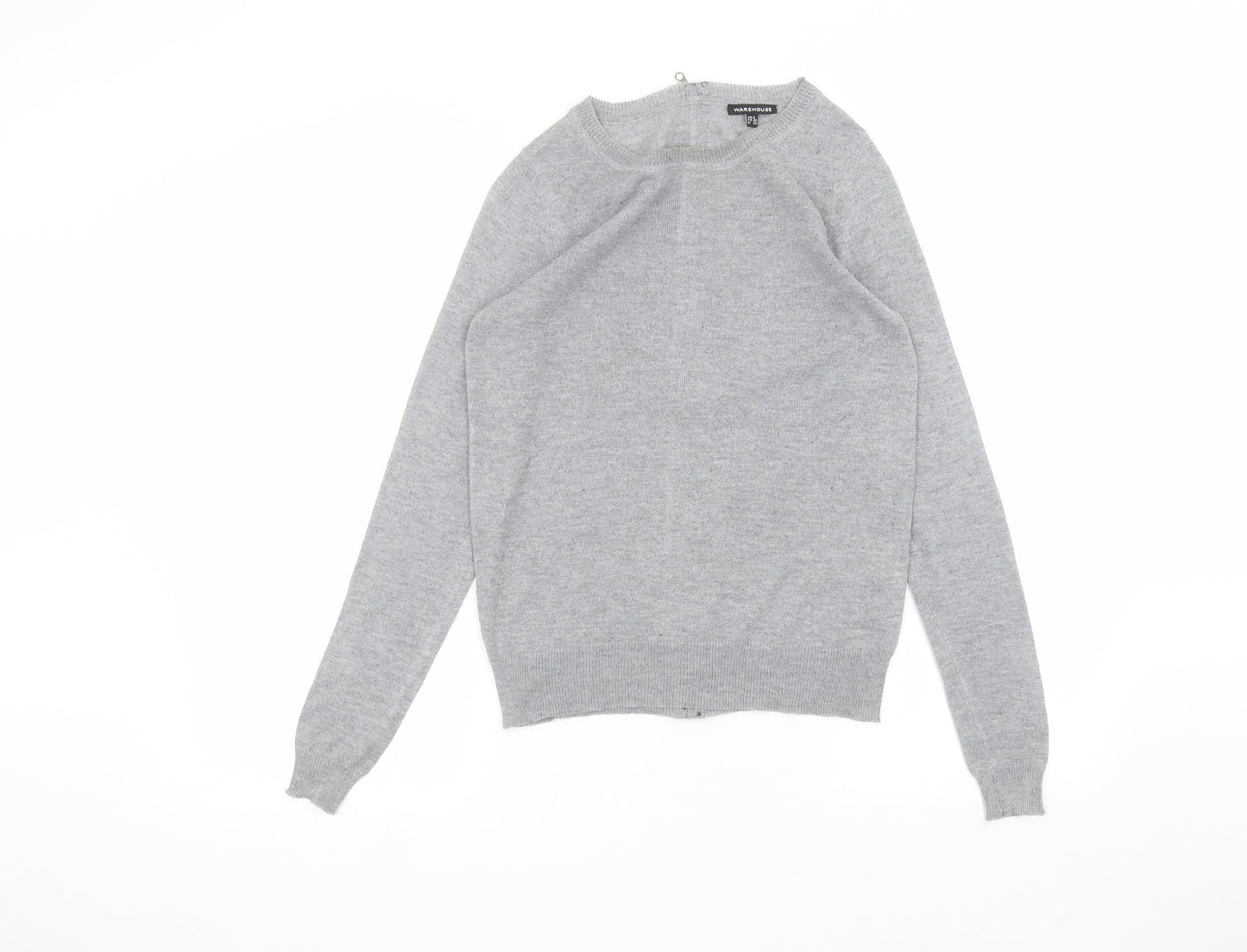 Womens UK Size 8 Warehouse Grey Basic T-Shirt