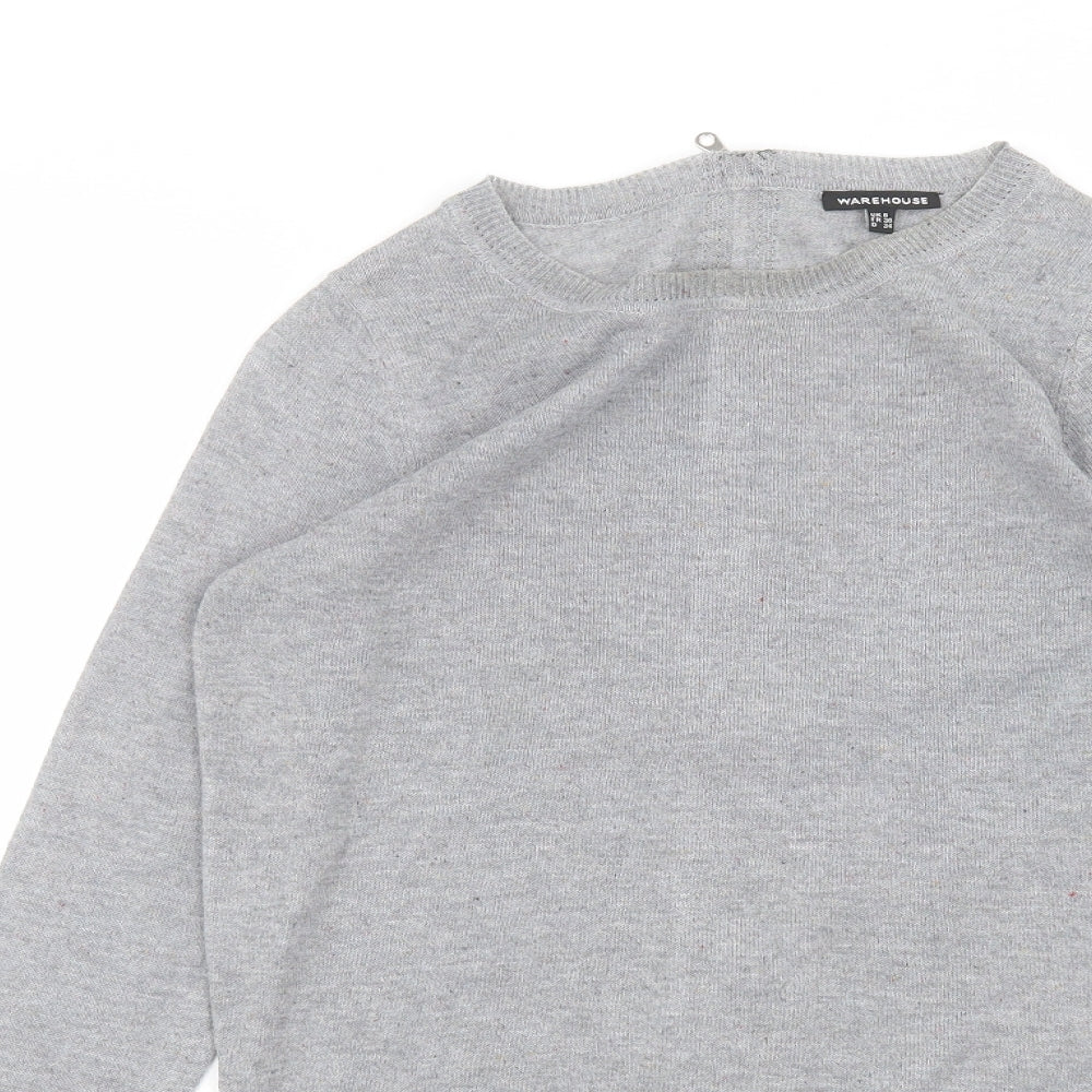 Womens UK Size 8 Warehouse Grey Basic T-Shirt
