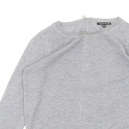 Womens UK Size 8 Warehouse Grey Basic T-Shirt