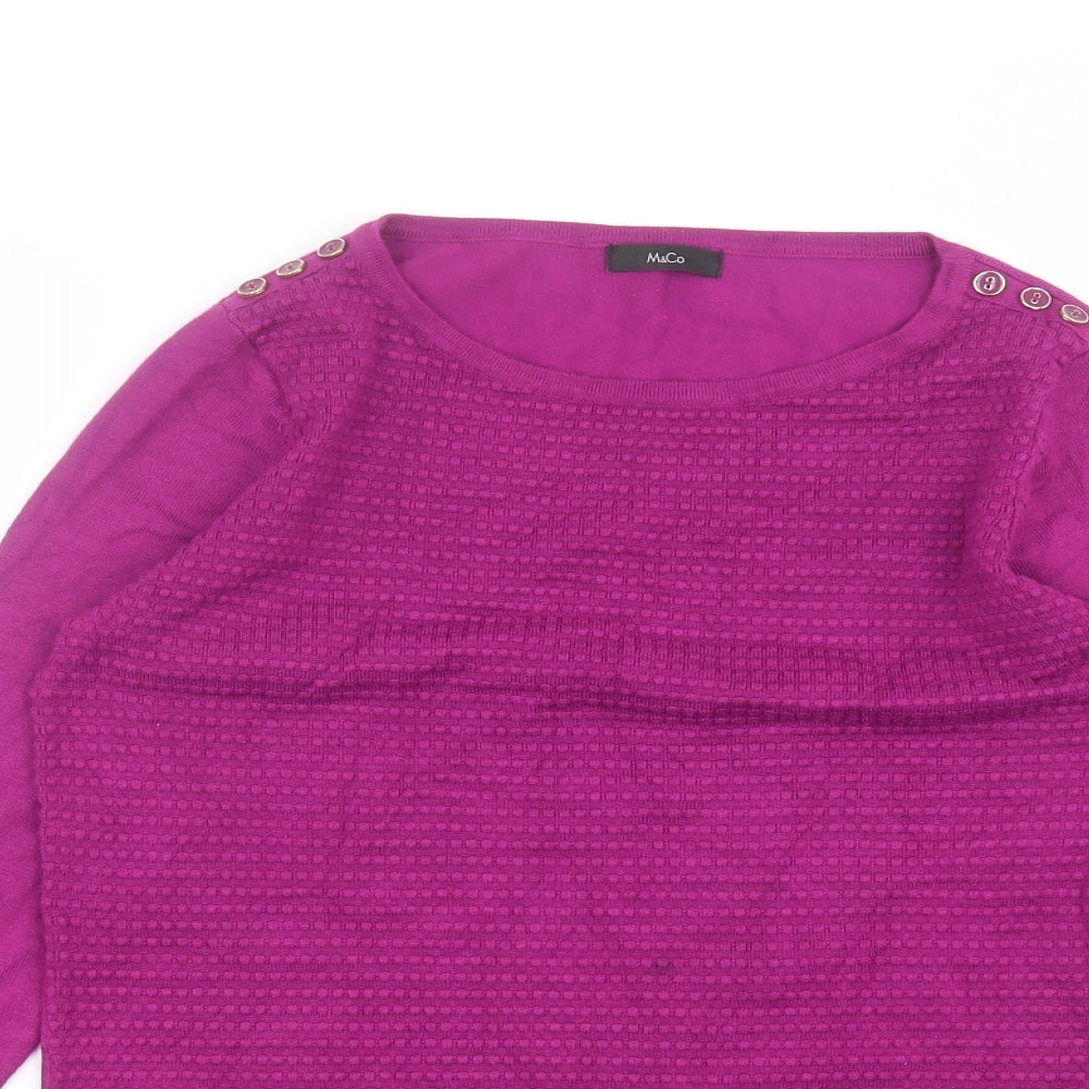 Womens UK Size 10 M&Co Purple Pullover Jumper