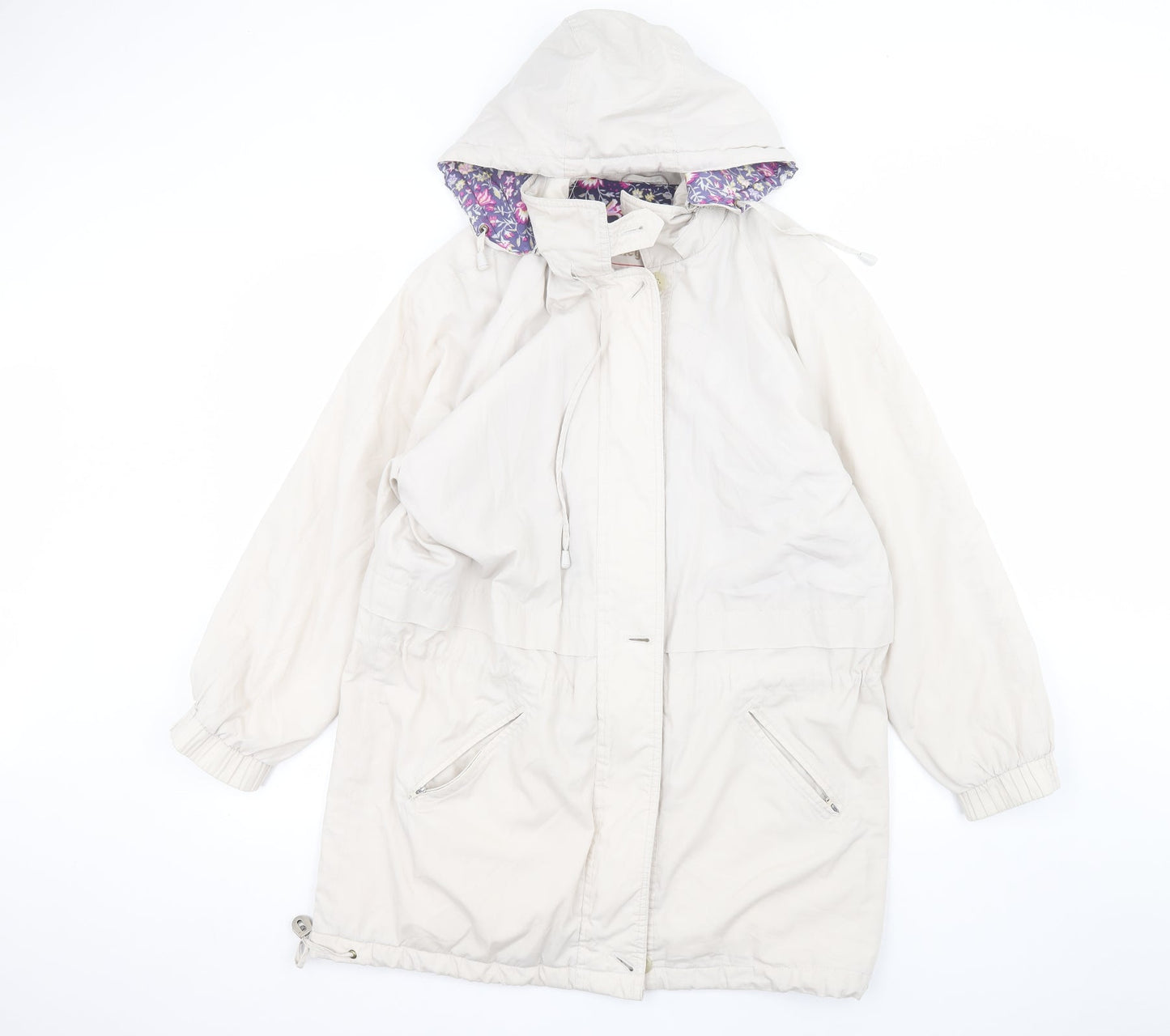 Womens UK Size S Elegance White Parka Coat
