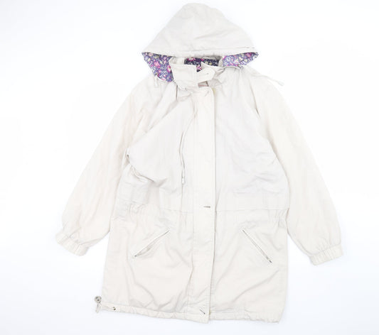 Womens UK Size S Elegance White Parka Coat