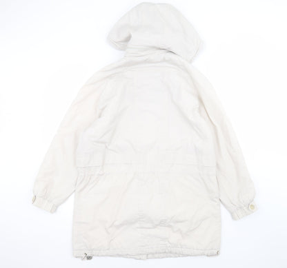 Womens UK Size S Elegance White Parka Coat