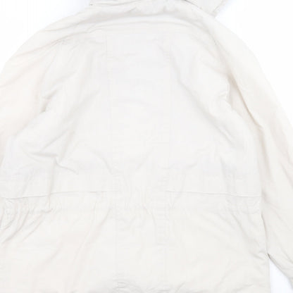 Womens UK Size S Elegance White Parka Coat
