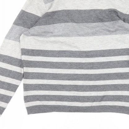 BHS Womens Grey Striped  Cardigan Jumper Size 12