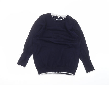 Front view of //text women’s blue basic t-shirt, size M
