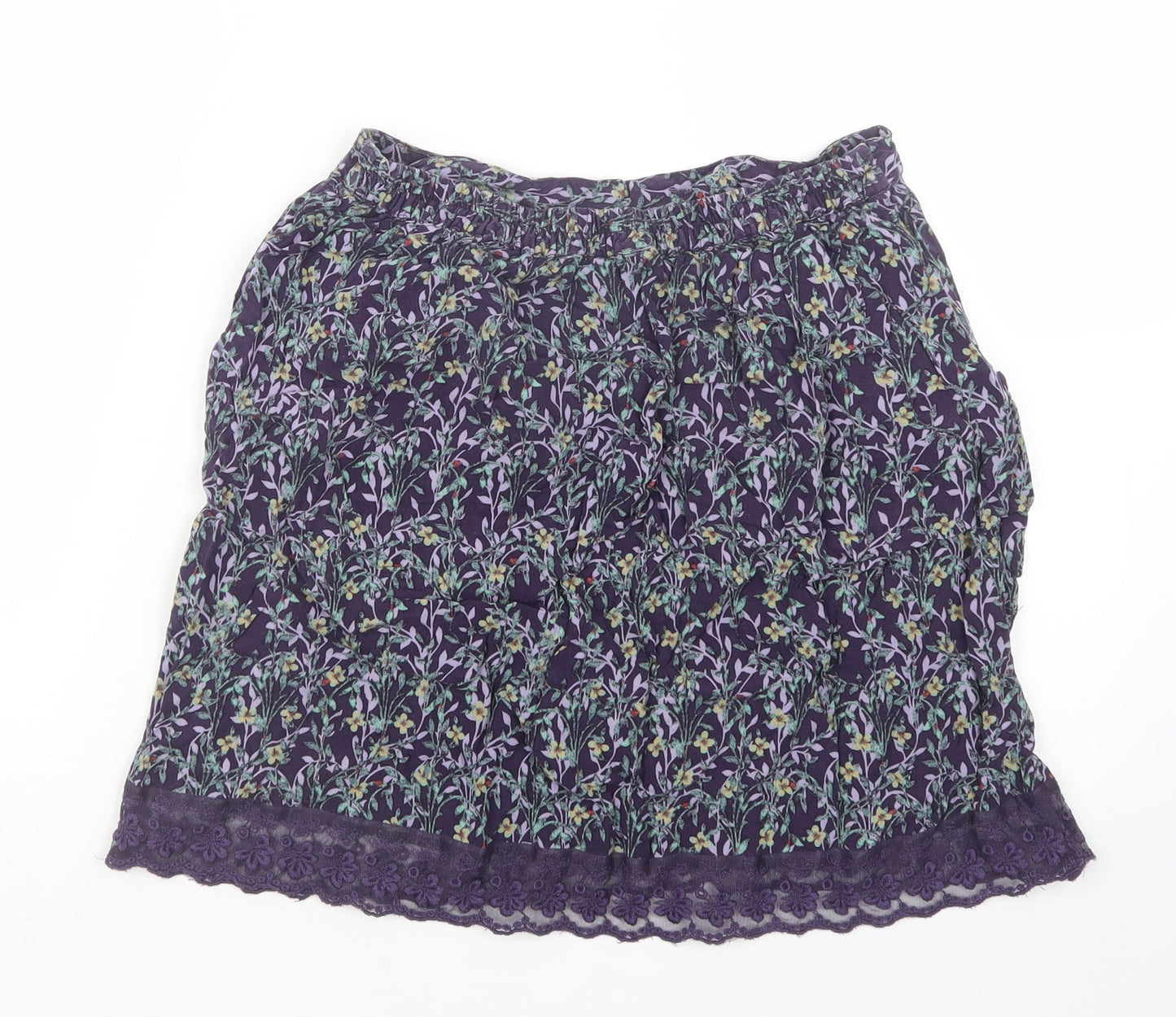 Marks and Spencer Womens Purple Floral  A-Line Skirt Size 8