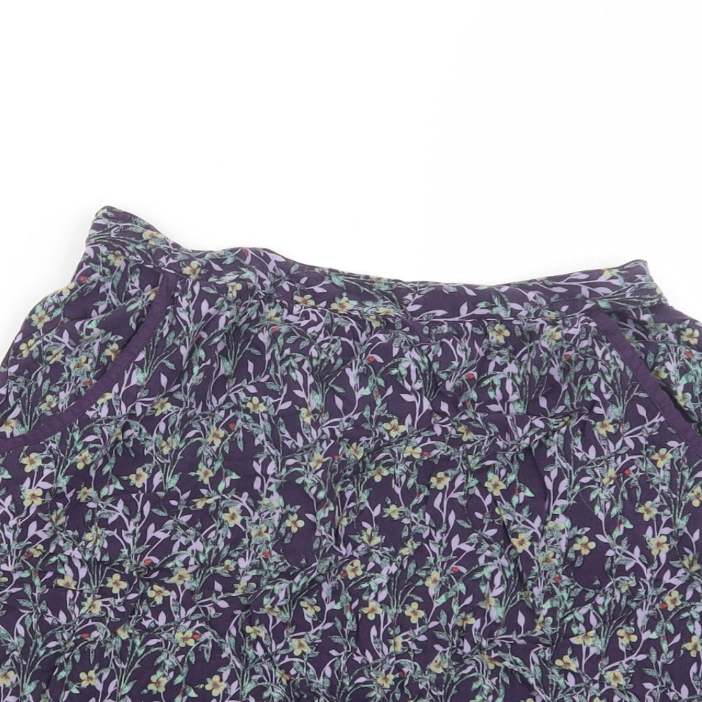 Marks and Spencer Womens Purple Floral  A-Line Skirt Size 8