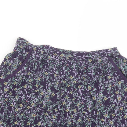 Marks and Spencer Womens Purple Floral  A-Line Skirt Size 8