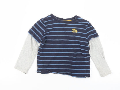 F&F Boys Blue Striped  Basic T-Shirt Size 12-18 Months