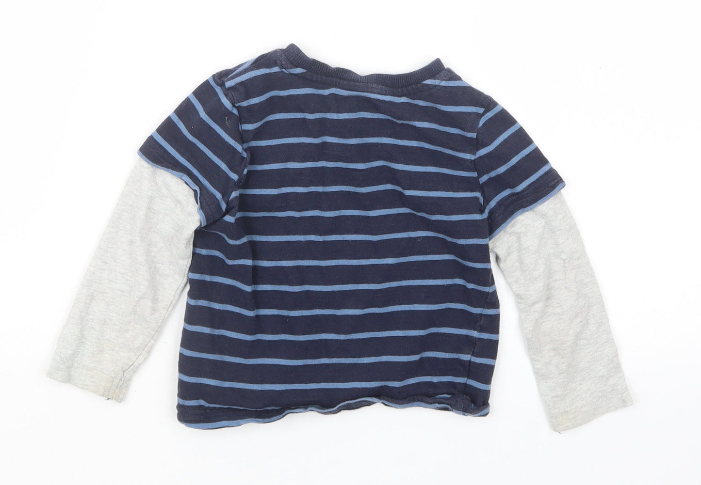 F&F Boys Blue Striped  Basic T-Shirt Size 12-18 Months
