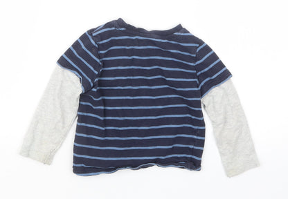 F&F Boys Blue Striped  Basic T-Shirt Size 12-18 Months