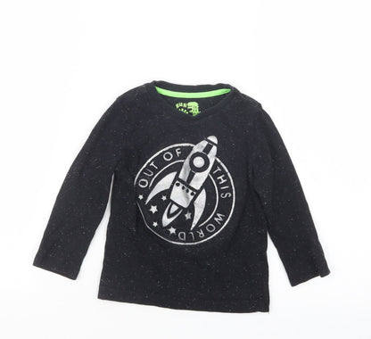 F&F Boys Black Geometric  Babydoll Pyjama Top Size 18-24 Months
